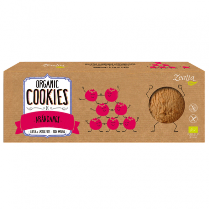 Zealia BIO Cookies cu Merisoare, fara gluten, fara lapte/lactoza, 135g