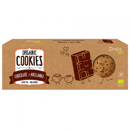 Zealia BIO Cookies cu ciocolata si alune de padure, fara gluten, 135g