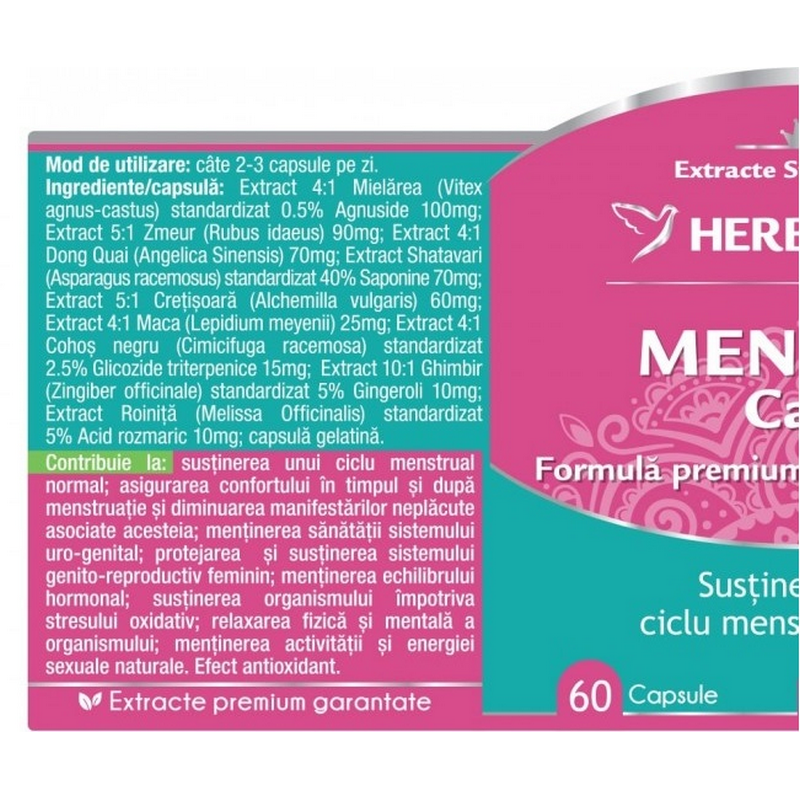 Herbagetica Menstro Calm, formula premium* 9 extracte intense, 60 capsule