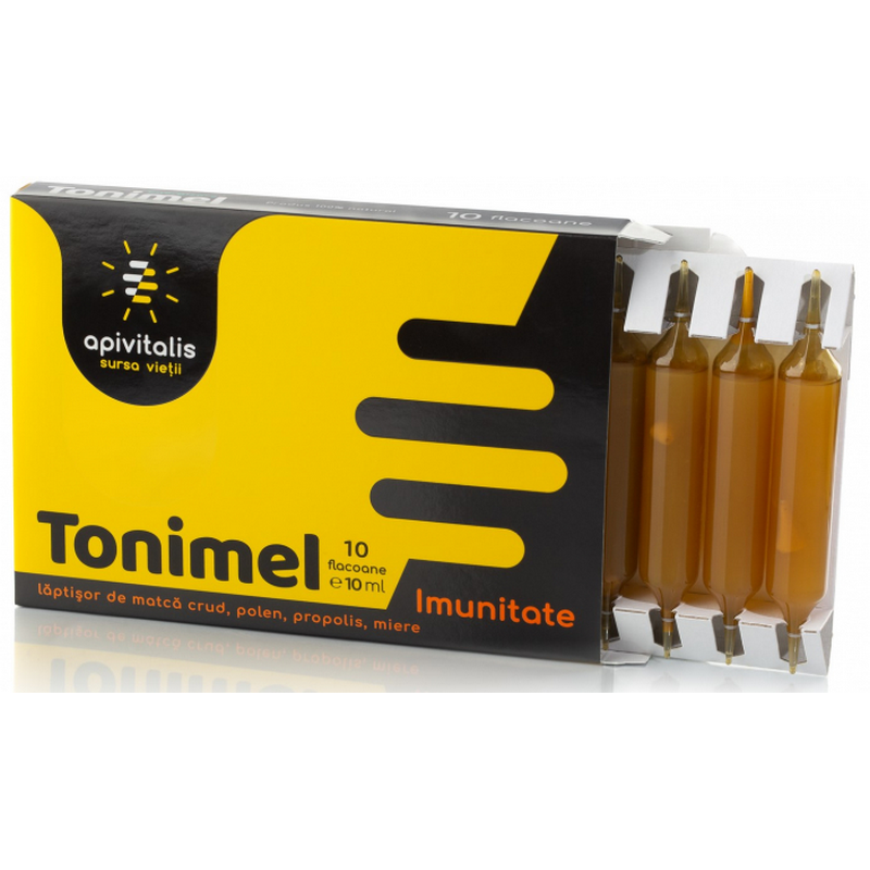 Apivitalis, Tonimel Imunitate, laptisor de matca crud, polen, propolis, miere, 10 flc X 10 ml