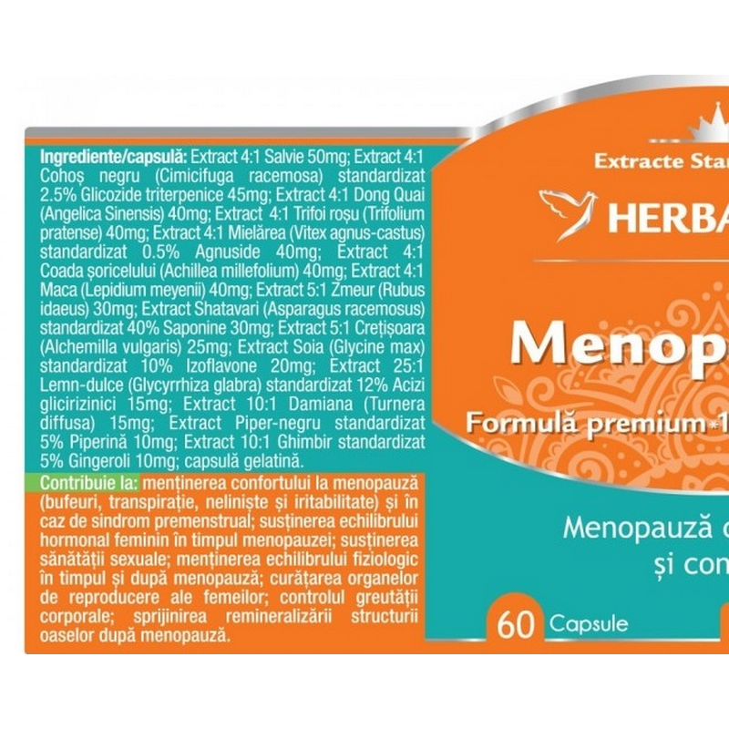 Herbagetica MenopauZen, formula premium*15 extracte intense, 60cps