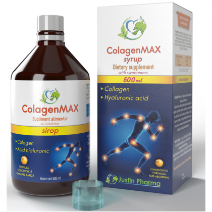 Justin Pharma, Colagen Max sirop cu colagen si acid hialorunic, 500ml