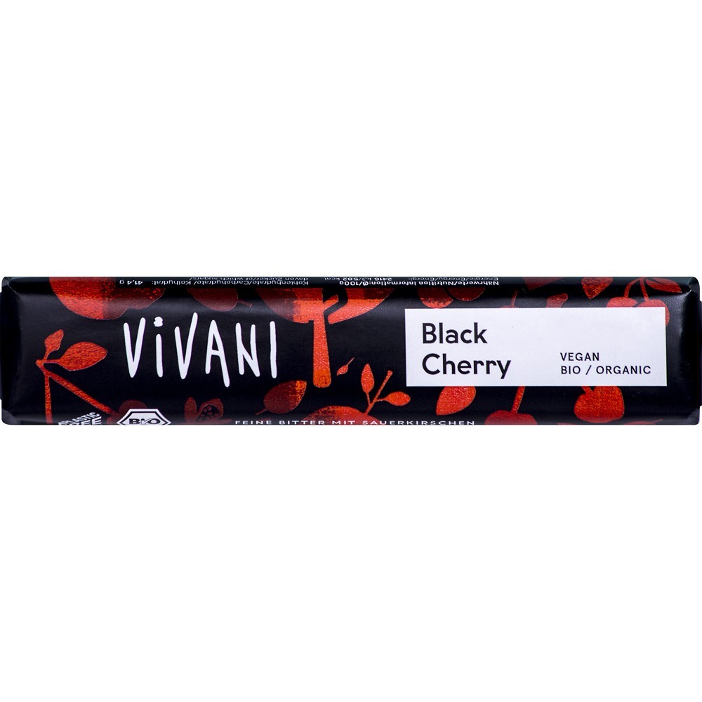 Vivani Baton de ciocolata amaruie cu visine VEGAN 35g