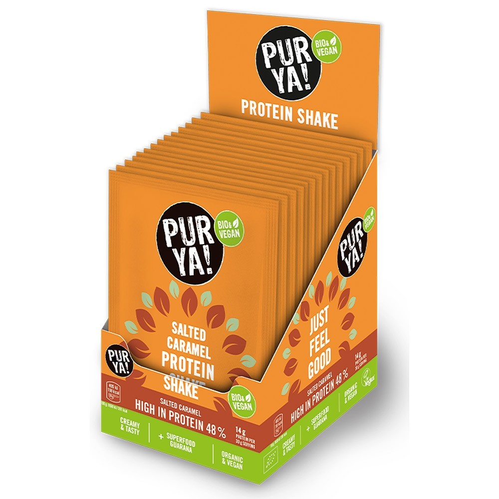 Purya Pudra proteica vegetala bio cu caramel sarat si guarana 30g