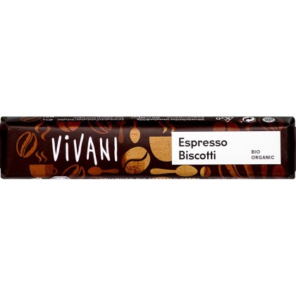 Vivani Baton bio de ciocolata espresso biscotti 40g