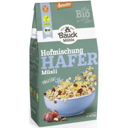 BauckHof Musli neindulcit cu ovaz stafide si alune fara gluten demeter, eco 425g