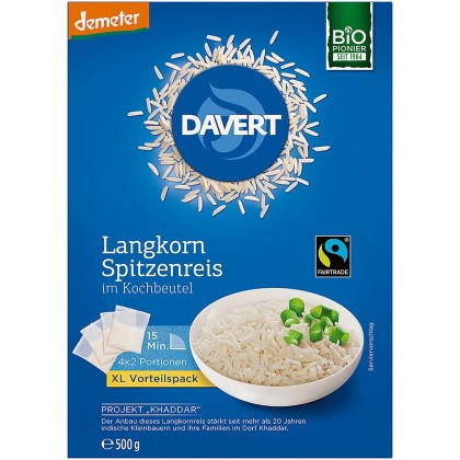 Davert Orez bio cu bob lung in punga de gatit 500g