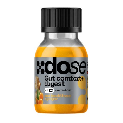 Xdose Shot Gut Comfort+Digest - Bătură funcțională cu suc de cătină și ghimbir 60ml