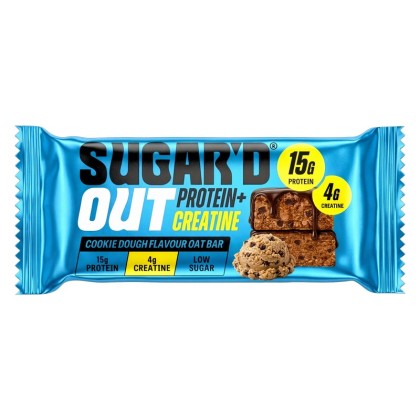 SUGAR'D OUT Baton proteic din ovăz cu aromă de biscuiți, cu creatină, 68 g
