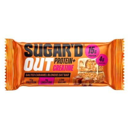 SUGAR'D OUT Baton proteic din ovăz cu aromă de blondie si caramel sărat, cu creatină, 68g