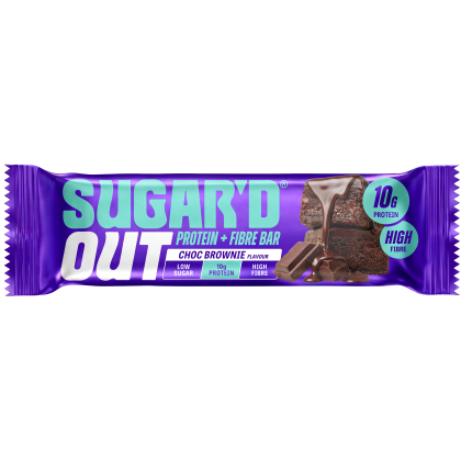 SUGAR'D OUT Baton proteic din ovaz cu fibre si aroma de brownie cu ciocolata, 62g