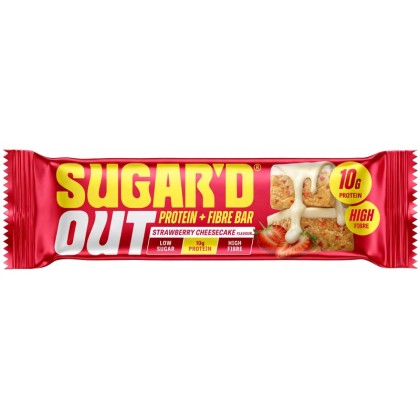 Sugar'D Out Baton proteic din ovăz cu fibre și aromă de cheesecake cu capsuni 62g